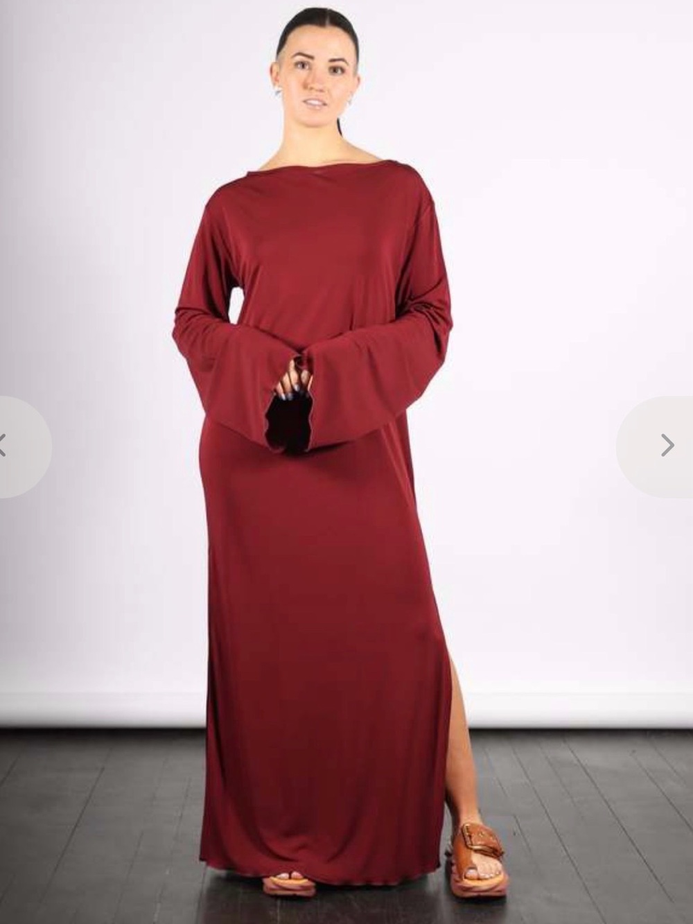 Rodebjer Laura Port Burgundy Red Long Sleeve Maxi Dress NEW NWT
